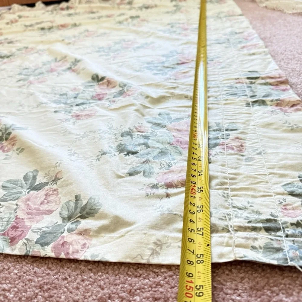 Vintage Croscill Chestnut Hill Rose Curtain Panels 3 Waterfall Valance Set 5Pc